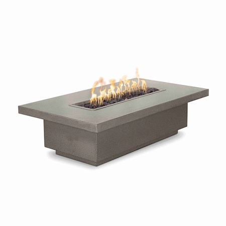 The Outdoor Plus 60 Rectangular Fremont Fire Table, Powder Coated Metal, Silver Vein, Liquid Propane OPT-FRMPC6015E12V-SLV-LP